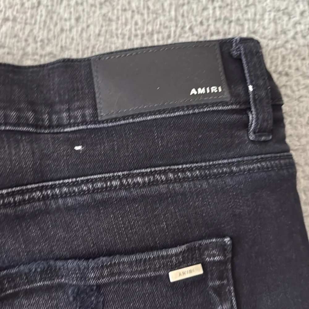 AMIRI Black Flare Wide Leg Jeans with Embellishments Paint size 38